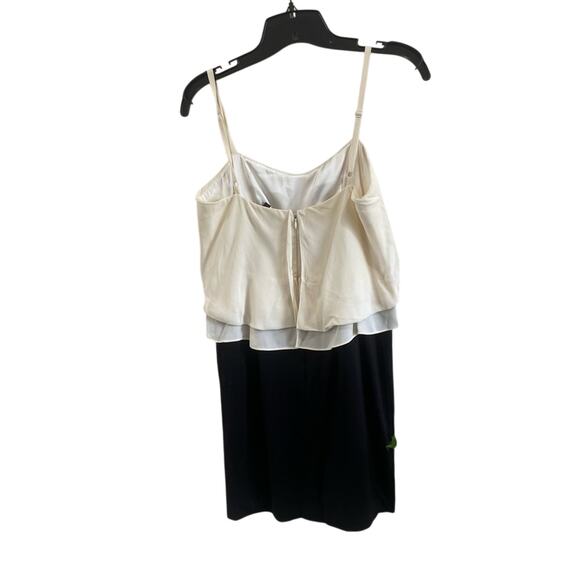 BCBGMAXAZRIA Ruffle Layered Dress Size 6P Black White Elegant Cocktail Midi - Picture 2 of 8